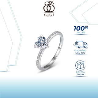  Nhẫn bạc nữ nạm đá trai tim đơn giản tinh tế, trang sức bạc S925 Gigi Jewelry G12