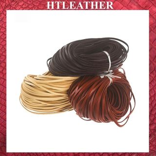 Dây da dẹt 3x1mm, dây đan da thật, đồ da thủ công