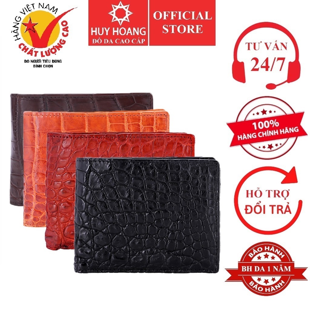 Ví nam da cá sấu Vip 2 mặt da màu đen, nâu đỏ, vàng bò, nâu đất HP2726-27-28-29