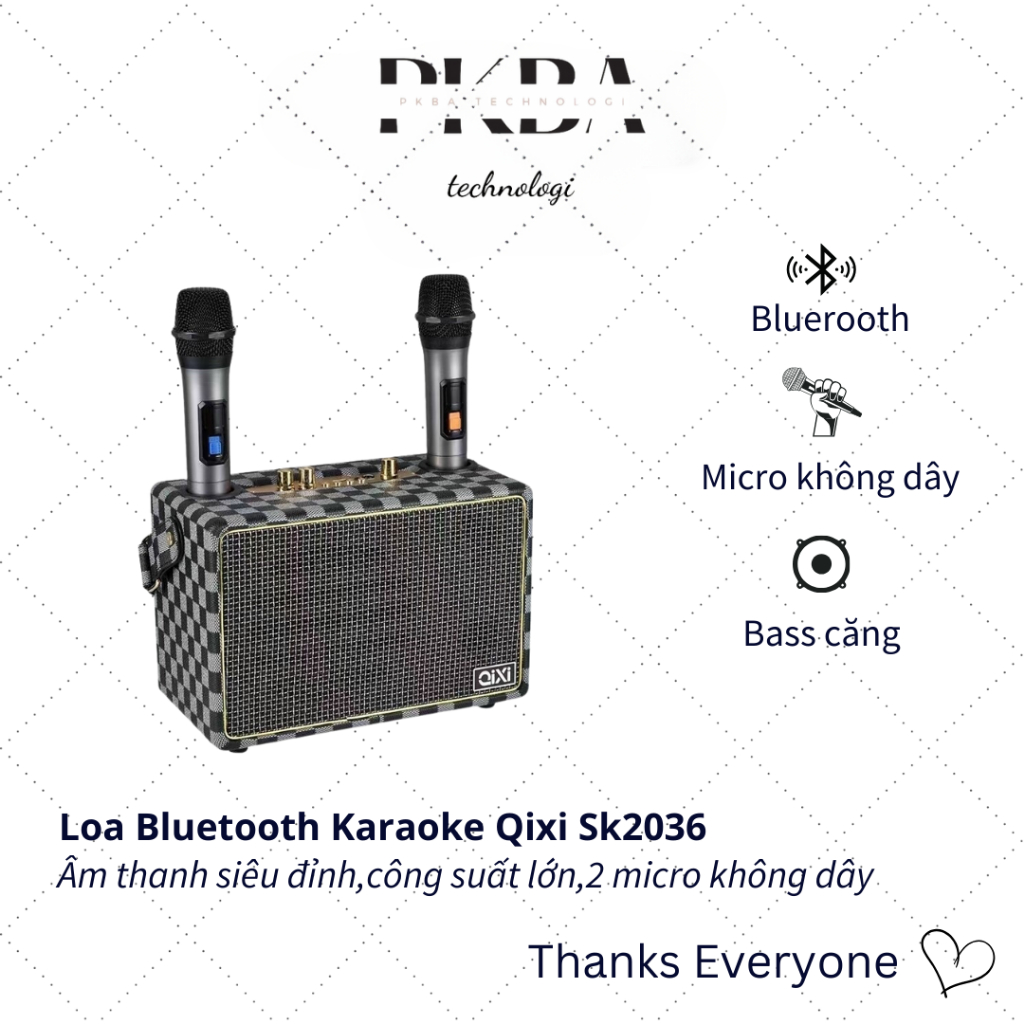 Loa Bluetooth Karaoke SK2036 Bản Cao Cấp Nhất Kèm 2 Micro Không Dây Âm Thanh Siêu Hay Nghe Nhạc Bass Căng PKBA | BigBuy360 - bigbuy360.vn