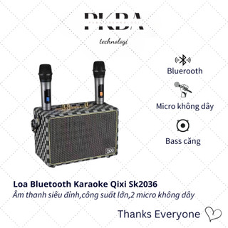 Loa Bluetooth Karaoke SK2036 Bản Cao Cấp Nhất Kèm 2 Micro Không Dây Âm Thanh Siêu Hay Nghe Nhạc Bass Căng PKBA