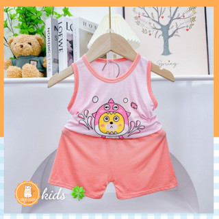 Bộ ba lỗ mềm mịn Mimibaby thun hút mồ hôi tốt in gấu dâu doremon, đồ bộ cho bé trai, bé gái MIMI29
