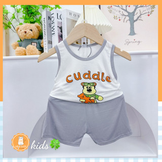 Bộ ba lỗ mềm mịn Mimibaby thun hút mồ hôi tốt in gấu, đồ bộ cho bé trai, bé gái MIMI28