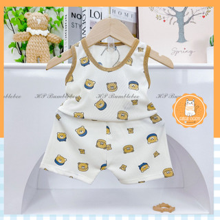 Bộ ba lỗ phối hoạ tiết Mimibaby cho bé từ 3 tháng đến 2 tuổi vải mát, MIMI30
