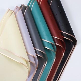 20 giấy gói hoa trơn bóng mờ viền nhũ đồng ánh kim chuẩn 58x58 dày đứng form không thấm