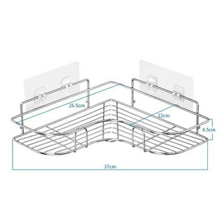 Kệ góc tường inox 304 không gỉ, kệ nhà tắm dán tường siêu chắc đựng đồ đa năng