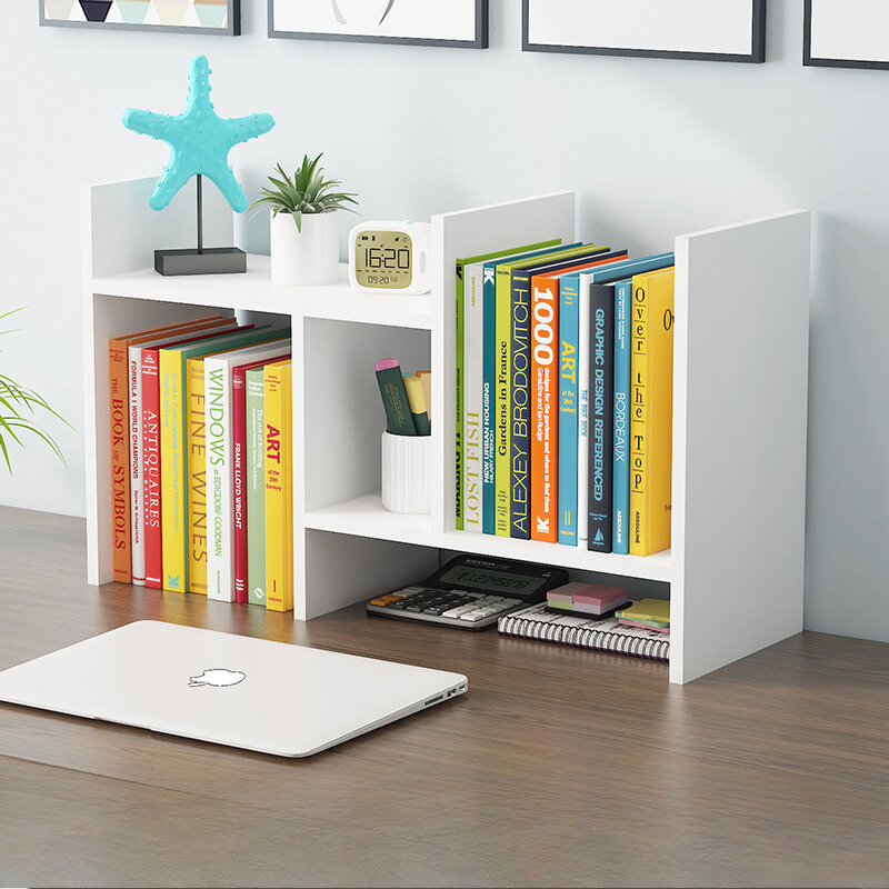 Kệ sách mini để bàn đa năng bằng gỗ, Kệ sách gỗ để bàn lắp ghép thông minh tiện dụng