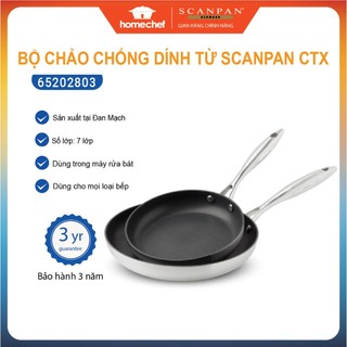 Bộ 2 chảo chống dính liền khối Scanpan CTX 20+28cm 65202803, dùng bếp từ, bảo hành chống dính 3 năm | Hàng chính hãng