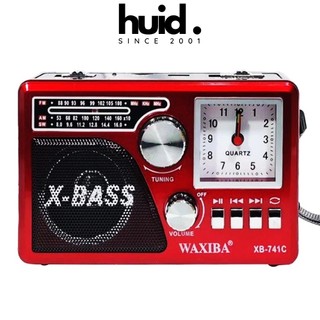 Máy Nghe Nhạc Kiêm Đài Radio Waxiba XB-741C Tích Hợp Đồng Hồ Và Đèn Pin Hỗ Trợ Thẻ Nhớ, USB ( Tặng Dây Sạc, Pin Sạc )