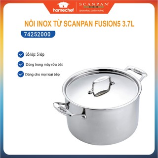 Nồi inox đáy liền nguyên khối 5 lớp Scanpan Fusion 3.2L/20cm - 74252000, dùng bếp từ, máy rửa bát | Hàng chính hãng
