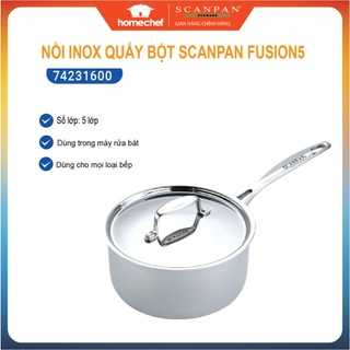 Nồi inox đáy liền nguyên khối 5 lớp Scanpan Fusion 2L/16cm 74231600, dùng bếp từ, máy rửa bát | Hàng chính hãng