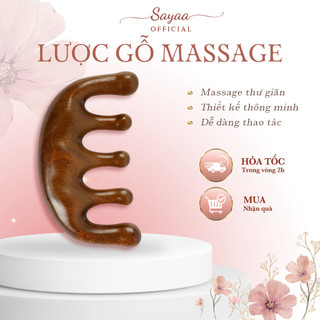 Lược Sayaa Gỗ Đàn Hương Năm Cánh Chống Tĩnh Điện Mát Xa Da Đầu