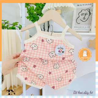Đồ Bộ 2 Dây Bé Gái Vải  Mềm Mịn Mát Cho Bé Gái Mặc Hè Dễ Thương Mimibaby, MIMI37