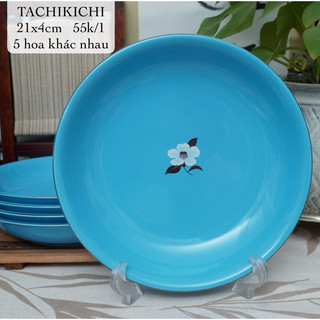 Đĩa ăn sâu lòng màu xanh dương pastel - gốm sứ nhật bản