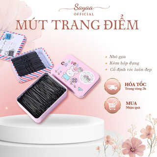 Set hộp kẹp tóc tăm đen Sayaa loại tốt không gỉ size 5.5 cm