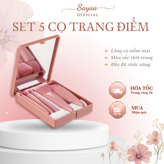 Bộ 5 cọ Sayaa trang điểm kèm hộp đựng có gương thuận tiện