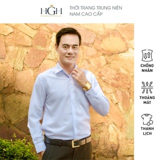 Áo Sơ Mi Nam Dài Tay Dáng Suông Vạt Ngang HGH Màu Trắng Vải Cotton Cao Cấp