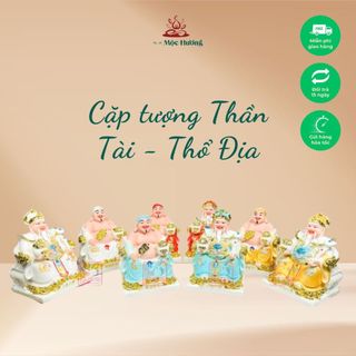 Cặp tượng thần tài - thổ địa bằng đá có 5 màu mộc hương tn-at