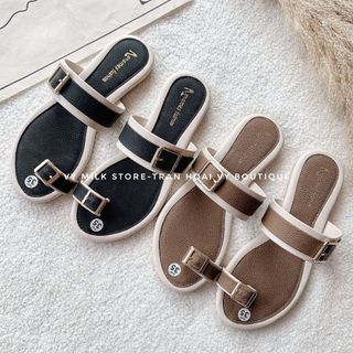 Dép xỏ ngón nữ có quai ngang, Sandal nữ xỏ ngón quai ngang cao cấp