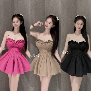 Váy quây bèo xếp li kèm quần rời dạo phố siu xinh