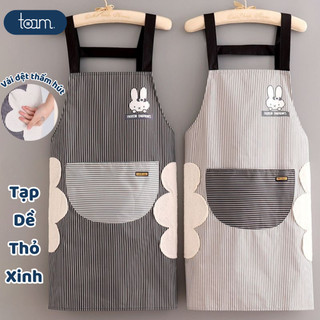 Tạp dề TOAM chống thấm nước, thấm dầu có túi lớn đựng đồ và khăn lau tay thời trang Hàn Quốc