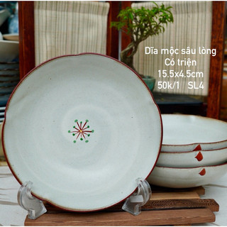 Đĩa gốm mộc sâu lòng - gốm sứ nhật bản
