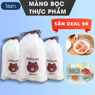 Túi màng bọc thực phẩm TOAM co giãn siêu dai có chun hình túi gấu set 80 chiếc chất liệu PE, Túi bọc đồ ăn tủ lạnh