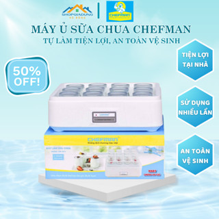 Máy làm sữa chua Chefman CM-321T 12 cốc thủy tinh có khay chống vỡ cốc, nồi ủ sữa chua