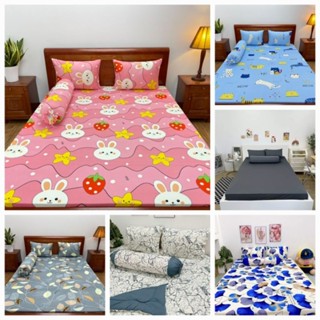 Bộ Ga Trải Giường 4 Món Vải Thun Lạnh Hàn Quốc Gồm(1 ga nệm +2 vỏ áo gối nằm và 1 áo gối ôm) Đủ Size