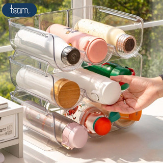 Khay để bình nước TOAM trong suốt chất liệu nhưa PET, Khay đựng lon nước, Kệ để bình nước tiện dụng