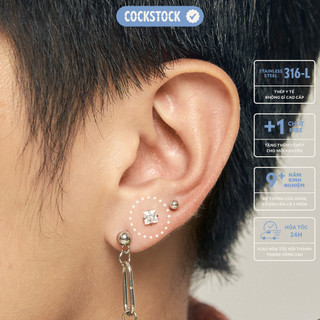 Khuyên tai vuông đá Square Diamond Earring CockStock