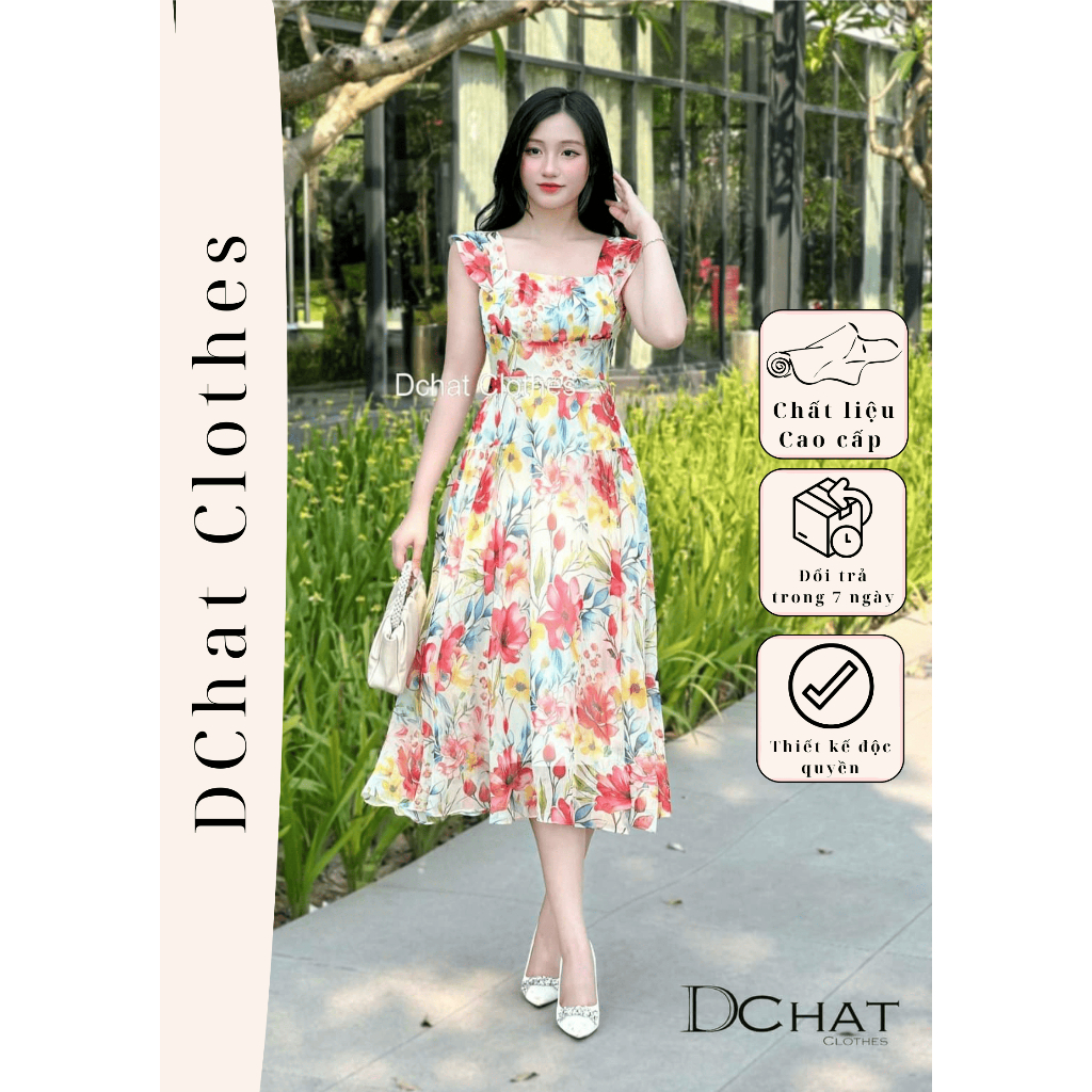 Váy hoa xòe du lịch VH095