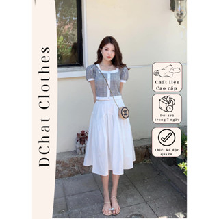 Set váy tiểu thư áo kẻ đen