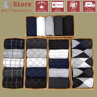  Tất nam cổ trung hộp 5 đôi kháng khuẩn cao cấp đóng hộp 5 màu thiết kê đa dạng Tất vớ nam công sở ,tất đi giày tây.Ms08 