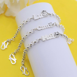 Lắc tay trẻ em bạc ta khắc chữ và con giáp theo ý muốn - Vòng tay trẻ em bạc ta khắc tên - Vàng bạc Khải Khải