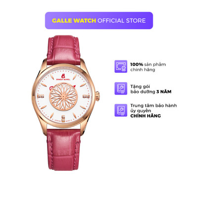 Đồng hồ cơ nữ Ernest Borel Watch N0116B0A-MR4L mặt số đính kim cương, chống nước 5 ATM dây da đeo tay cao cấp chính hãng