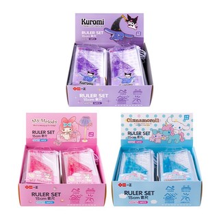 Thước kẻ cho bé bộ thước kẻ 15cm hoạt hình kuromi melody cinnamoroll siêu dễ thương