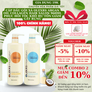 Cặp Dầu Gội Xả Olexrs Argan Oil Collagen Hair Salon 960ml Phục Hồi Tóc Khô Hư Tổn Giảm Gãy Rụng