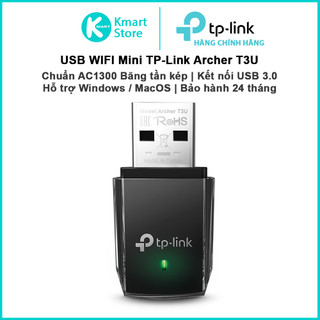 USB thu WIFI TP-Link Archer T3U / T3U Plus | 2 băng tần AC1300 | Dễ dàng cài đặt | Hỗ trợ Windows/MacOS | Bảo hành 2 năm
