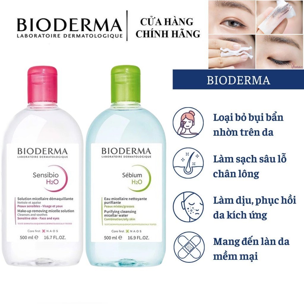 [CHÍNH HÃNG ] Nước tẩy trang Bioderma giúp làm sạch sâu dịu nhẹ loại bỏ bụi bẩn dầu nhờn dành cho mọi loại da 500ml HOT