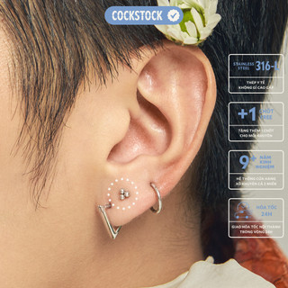 Khuyên tai mặt 3 bi trơn basic Three Marbles Earring CockStock