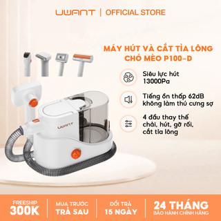 Máy cắt tỉa hút lông chó mèo Uwant P100-D độ ồn thấp không làm thú cưng sợ, 4 đầu hút chải massage - Bảo hành 24 Tháng