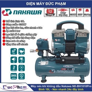  Máy nén khí không dầu Nakawa NK-BH1810Pro 24s đầy bình   Chính hãng   | Máy nén khí không dầu 9L 