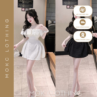 Váy trễ vai bèo ngực lên form xoè bồng dễ mặc cho nàng thoả mái tung tăng dạo phố