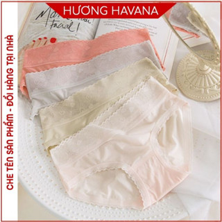 Quần lót nữ lụa băng - quần chip nữ tàng hình cạp ren họa tiết tim - có bigsize - mã FLQ44