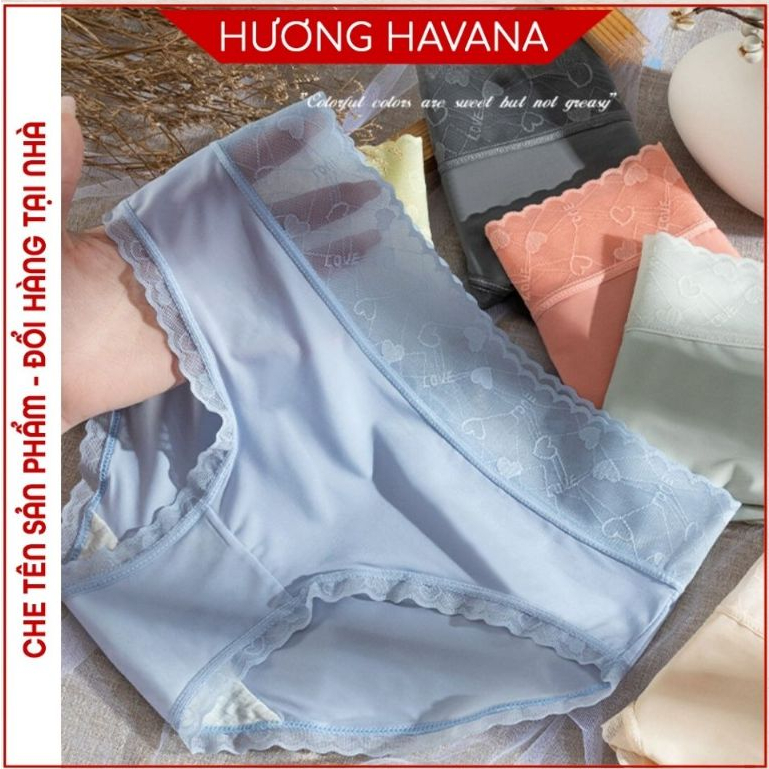 Quần lót nữ lụa băng - quần chip nữ tàng hình cạp ren họa tiết tim - có bigsize - mã FLQ44 | BigBuy360 - bigbuy360.vn