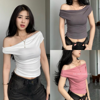 Áo thun trễ vai chất cotton co dãn snupi
