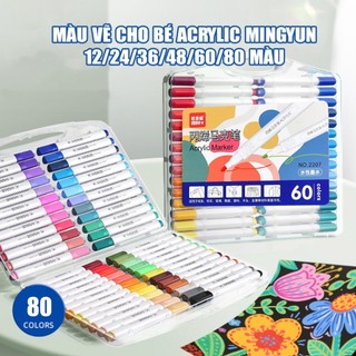 Hộp Màu Vẽ Không Lem Acrylic Marker Mingyun 12/24/36/48 Màu Cao Cấp Chồng Màu - Bút Màu Vẽ