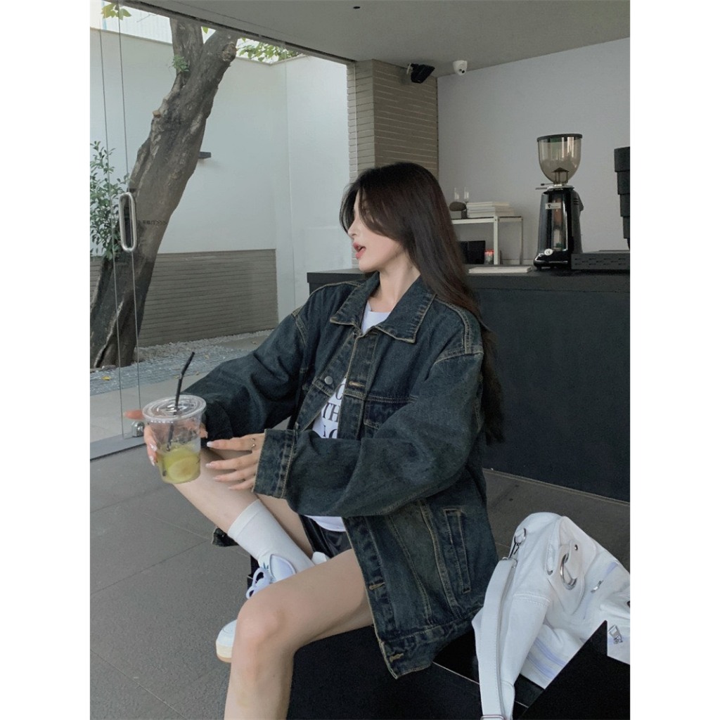 Áo Khoác Jean Unisex Outfits Nam Nữ Form Rộng, Áo Khoác Bò Basic ICRAZY AokhoacjeanM48_P6K2