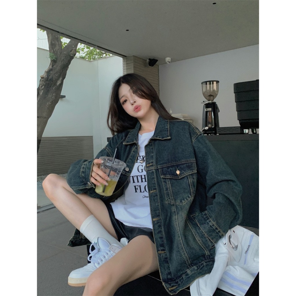 Áo Khoác Jean Unisex Outfits Nam Nữ Form Rộng, Áo Khoác Bò Basic ICRAZY AokhoacjeanM48_P6K2